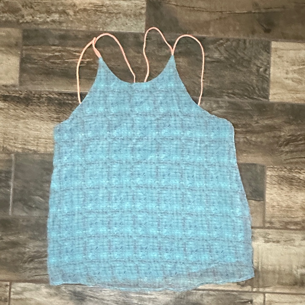 Chic Blue Camisole with Pink Straps